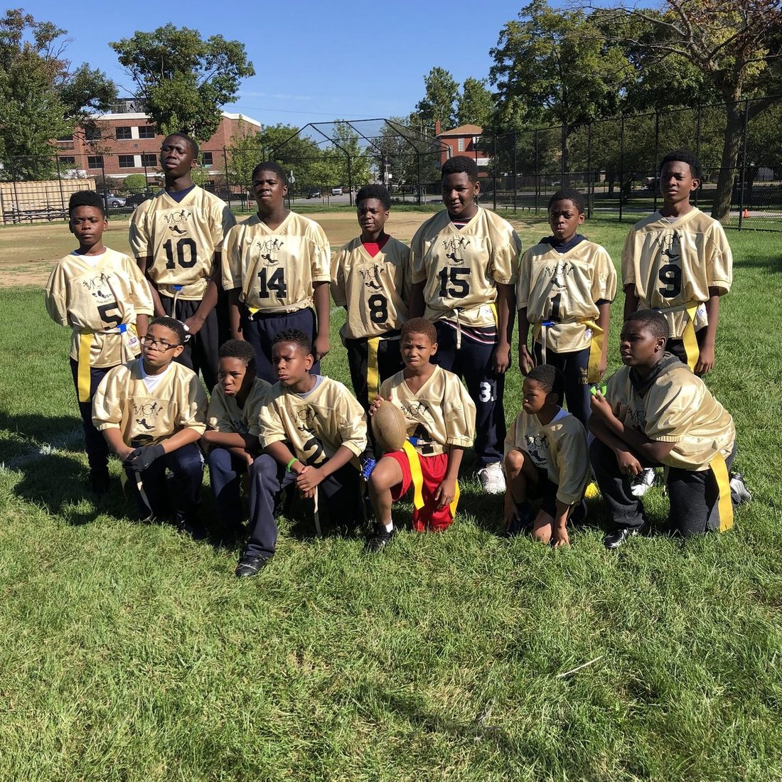 V.O.V flag football lineup on the field