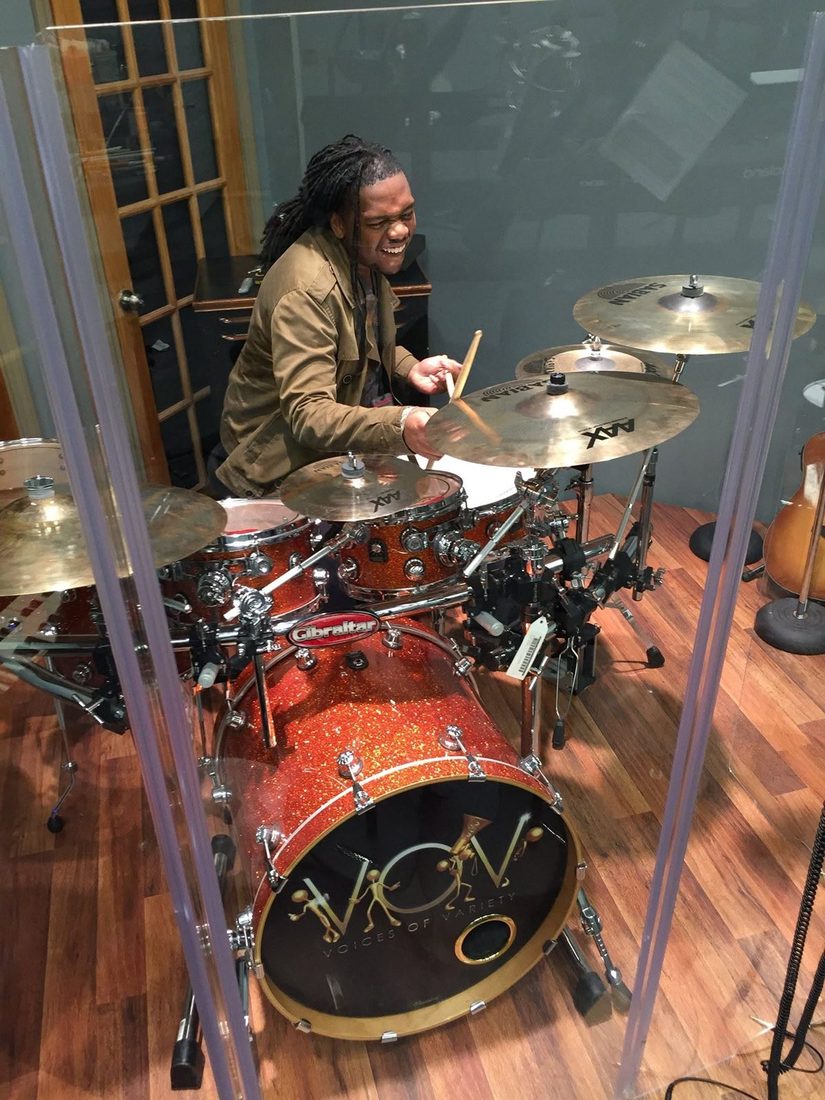 Behind the V.O.V drums