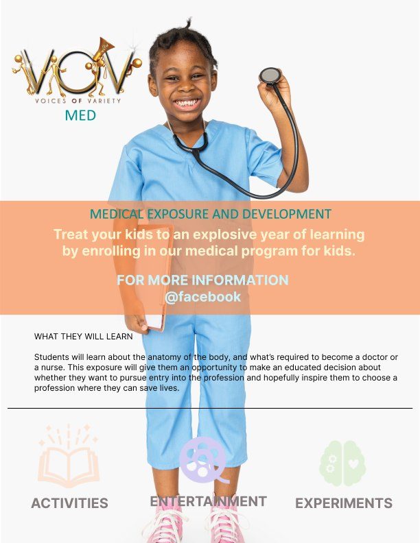 V.O.V MED flyer - young nurse in scrubs