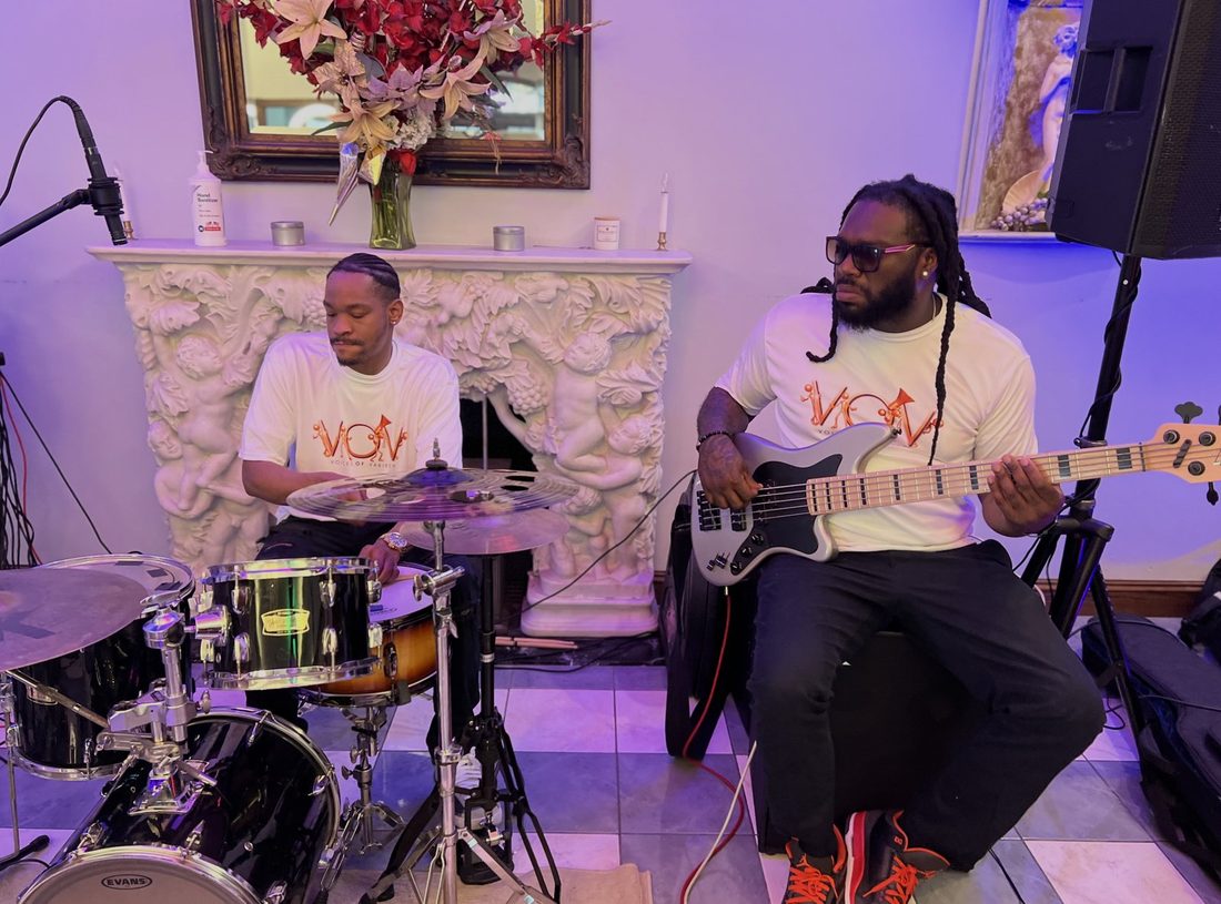 The V.O.V drummer and bassist locked into the groove