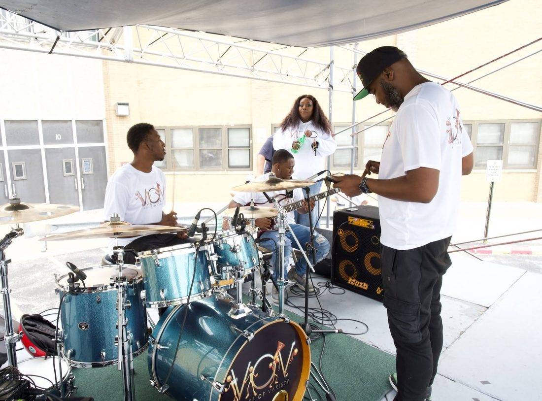 The live band - sound check before showtime